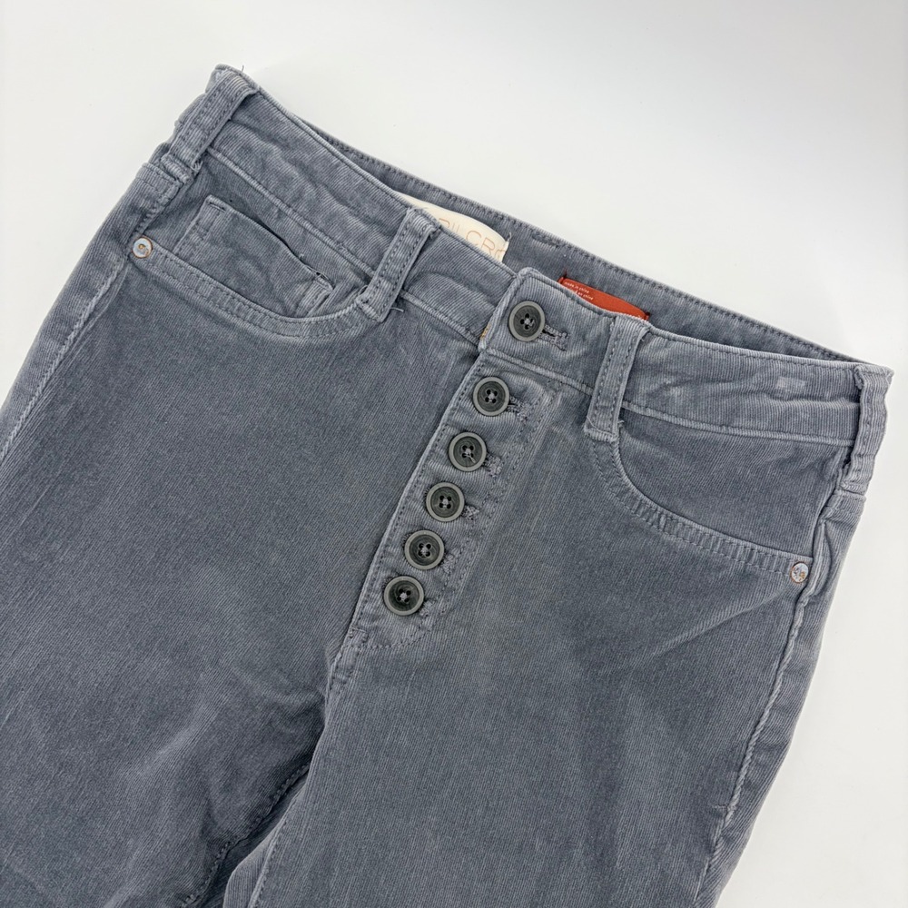 Anthropologie Pilcro High Rise Skinny Button Fly Corduroy Gray Women's 27 Pants